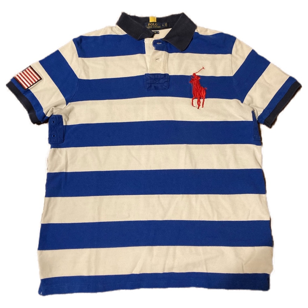 🇺🇸POLO RALPH LAUREN CUSTOMIZED FIT BLUE AND WHITE STRIPES